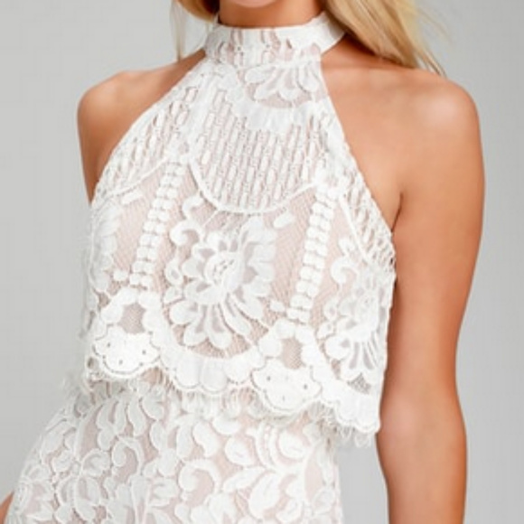 white lace halter jumpsuit